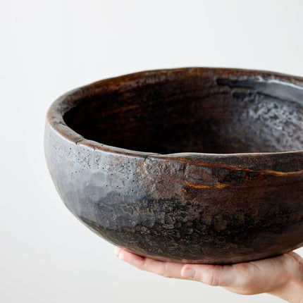 Vintage Iroko Wood Bowl Decorative Bowl TriadCommerceInc