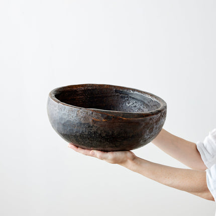 Vintage Iroko Wood Bowl Decorative Bowl TriadCommerceInc Large