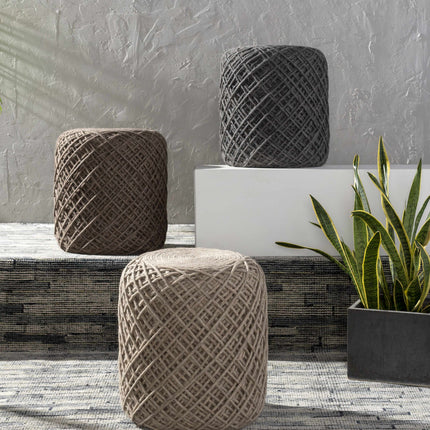 Bellingen Gray Handwoven Textured Pouf Poufs TriadCommerceInc