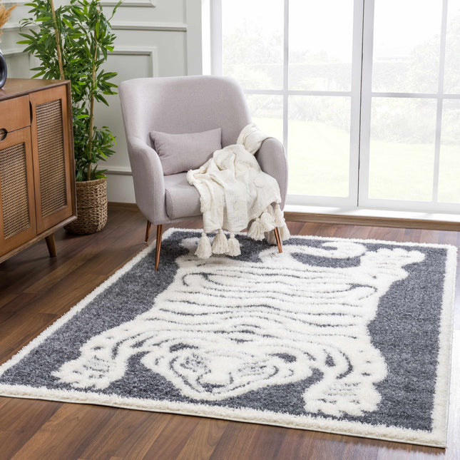 Zane Charcoal Tibetan Tiger Area Rug Rugs TriadCommerceInc