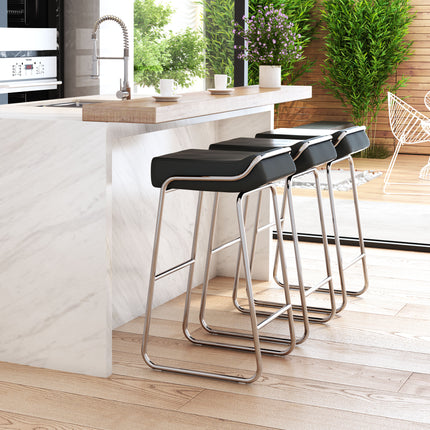 Wedge Barstool (Set of 2) Black Barstools TriadCommerceInc   