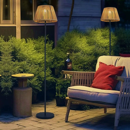 Outdoor Rattan Solar Floor Lamp Floor Lamps TriadCommerceInc