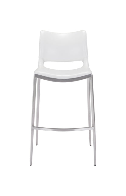 Ace Barstool (Set of 2) White & Silver Barstools TriadCommerceInc   