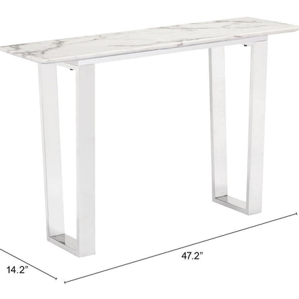 Atlas Console Table White & Silver Console Tables TriadCommerceInc   