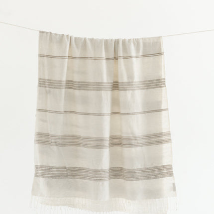 Aden Cotton Throw Blanket Blankets TriadCommerceInc Natural with Stone  