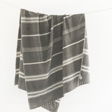 Aden Cotton Throw Blanket Blankets TriadCommerceInc Grey with Natural  
