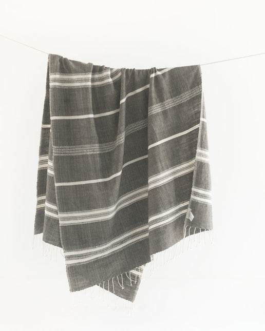 Aden Cotton Throw Blanket Blankets TriadCommerceInc Grey with Natural  