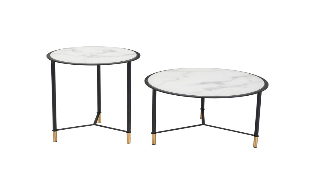 Davis Coffee Table Set (2-Piece) White & Black Coffee Tables TriadCommerceInc   