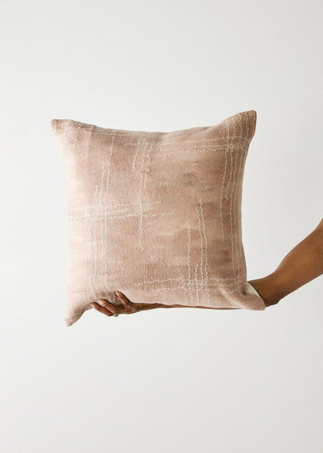 Linear Dusty Rose Hand-Felted Merino Wool Throw Pillow Pillows TriadCommerceInc