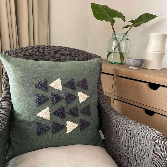 African Modern Boho Throw Pillow: Afriscandi Harvest Organic Cotton Green Decortive Pillow Pillows TriadCommerceInc