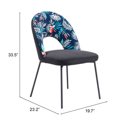 Merion Dining Chair (Set of 2) Multicolor Print & Black Chairs TriadCommerceInc   