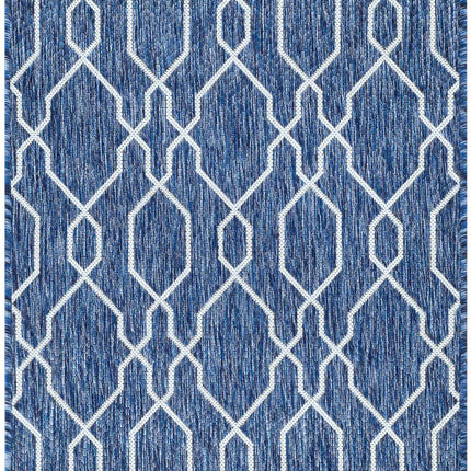 Aldford Denim Blue Trellis Outdoor Carpet Rugs TriadCommerceInc 2'7" x 10' Runner