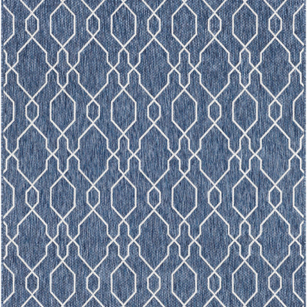 Aldford Denim Blue Trellis Outdoor Carpet Rugs TriadCommerceInc 5'3" x 7'7" Rectangle
