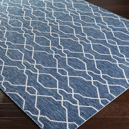 Aldford Denim Blue Trellis Outdoor Carpet Rugs TriadCommerceInc