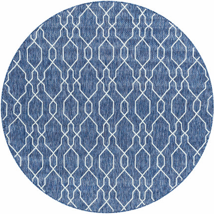 Aldford Denim Blue Trellis Outdoor Carpet Rugs TriadCommerceInc 6'7" Round