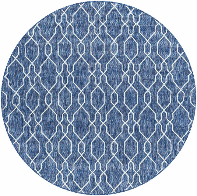 Aldford Denim Blue Trellis Outdoor Carpet Rugs TriadCommerceInc 6'7" Round