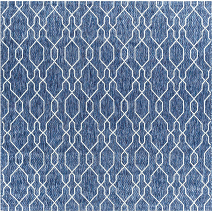 Aldford Denim Blue Trellis Outdoor Carpet Rugs TriadCommerceInc 6'7" Square
