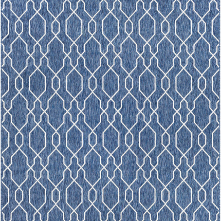 Aldford Denim Blue Trellis Outdoor Carpet Rugs TriadCommerceInc 7'10" x 10'2" Rectangle