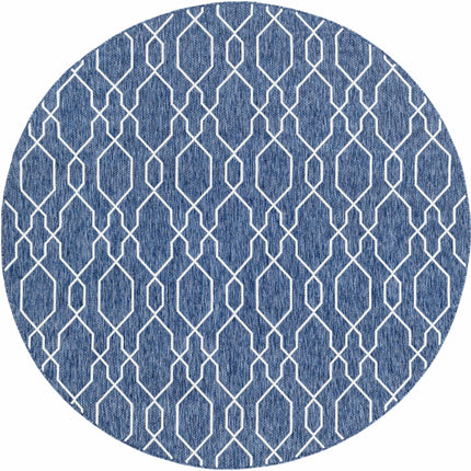 Aldford Denim Blue Trellis Outdoor Carpet Rugs TriadCommerceInc 7'10" Round