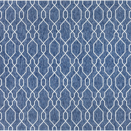 Aldford Denim Blue Trellis Outdoor Carpet Rugs TriadCommerceInc 7'10" Square