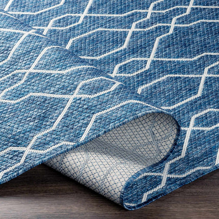 Aldford Denim Blue Trellis Outdoor Carpet Rugs TriadCommerceInc