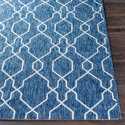 Aldford Denim Blue Trellis Outdoor Carpet Rugs TriadCommerceInc