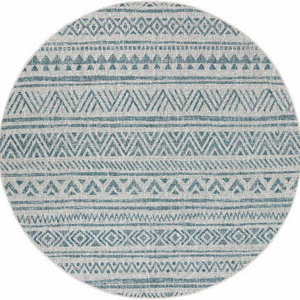 Novato Aqua All Over Pattern Performance Rug Rugs TriadCommerceInc 7'10" Round