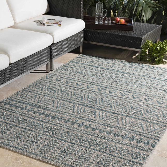 Novato Aqua All Over Pattern Performance Rug Rugs TriadCommerceInc