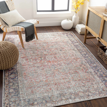 Rust Anahawan Distressed Washable Area Rug - Clearance Rugs TriadCommerceInc