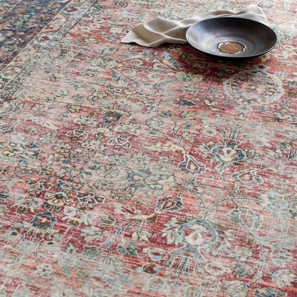 Rust Anahawan Distressed Washable Area Rug - Clearance Rugs TriadCommerceInc