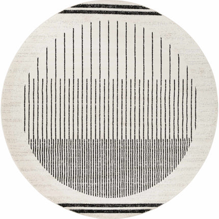 Angus Black&White Geometric Area Rug Rugs TriadCommerceInc 7'10" Round