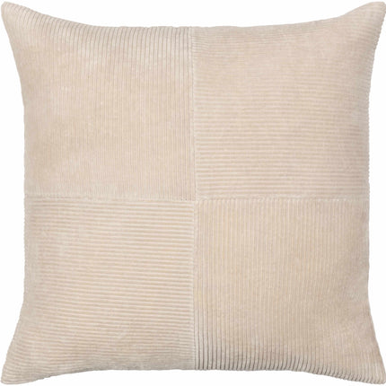 Aqil Beige Corduroy Patchwork Accent Pillow Throw Pillows TriadCommerceInc 20"H x 20"W Square Pillow Cover
