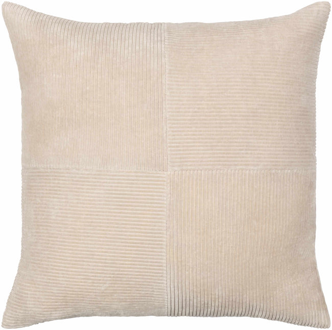 Aqil Beige Corduroy Patchwork Accent Pillow Throw Pillows TriadCommerceInc 20"H x 20"W Square Pillow Cover