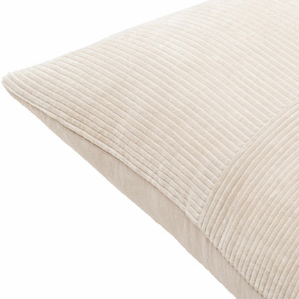 Aqil Beige Corduroy Patchwork Accent Pillow Throw Pillows TriadCommerceInc
