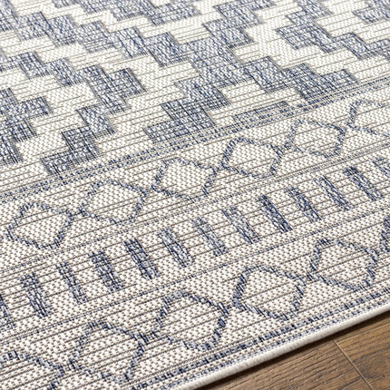 Armen Cream&Blue Outdoor Rug Rugs TriadCommerceInc