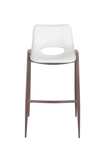Desi Barstool (Set of 2) White & Walnut Barstools TriadCommerceInc   