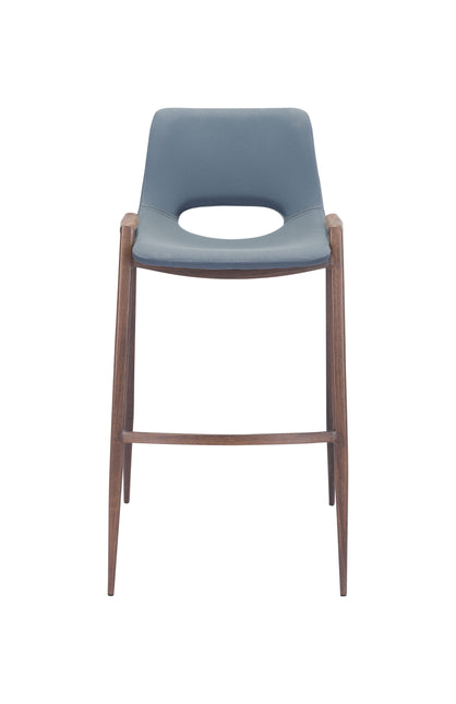 Desi Barstool (Set of 2) Blue & Walnut Barstools TriadCommerceInc   