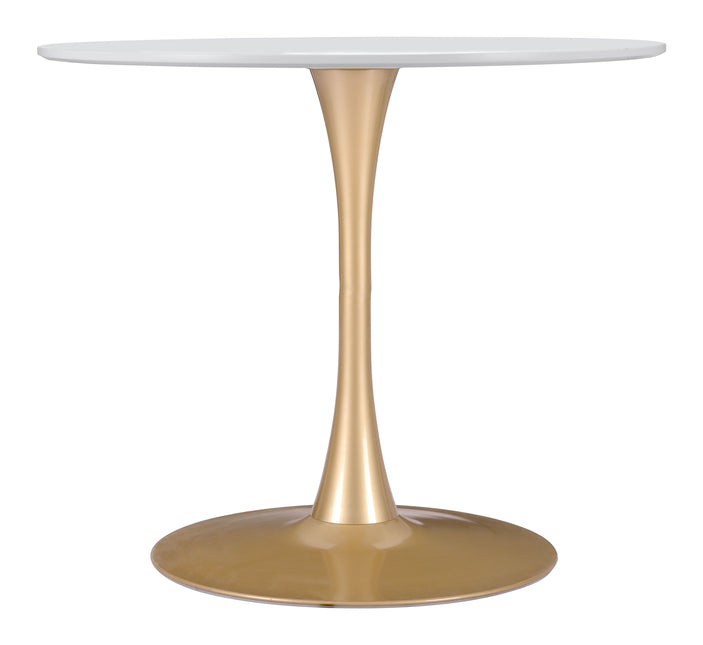 Opus Dining Table White & Gold Tables TriadCommerceInc   