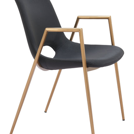 Desi Dining Chair (Set of 2) Black & Gold Chairs TriadCommerceInc   