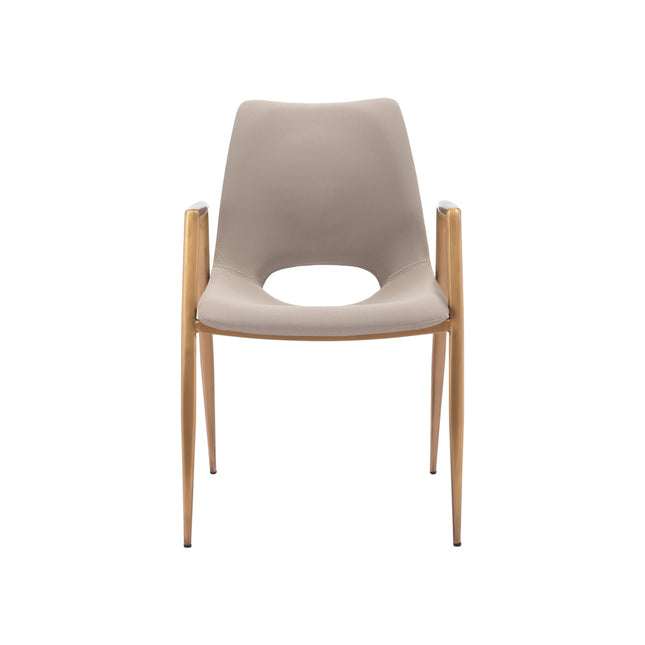 Desi Dining Chair (Set of 2) Beige & Gold Chairs TriadCommerceInc   