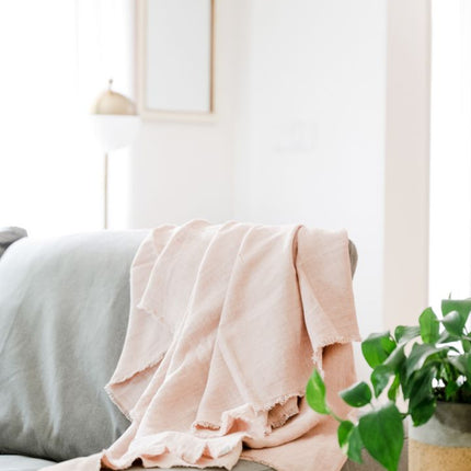 Stone Washed Linen Throw Blanket Blankets TriadCommerceInc   