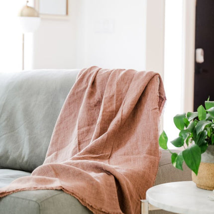 Stone Washed Linen Throw Blanket Blankets TriadCommerceInc   