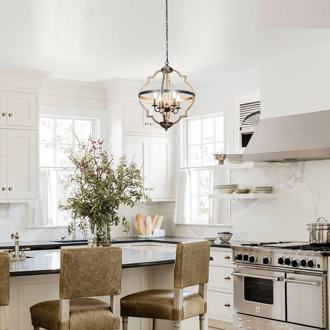 Bennington 4-Light Brown Wood Chandelier for Modern Homes TriadCommerceInc