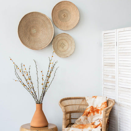 Binga Blonde Natural Woven Wall Basket Wall Basket TriadCommerceInc