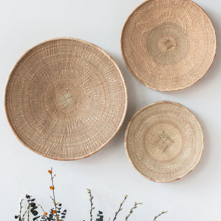 Binga Blonde Natural Woven Wall Basket Wall Basket TriadCommerceInc Set of 3