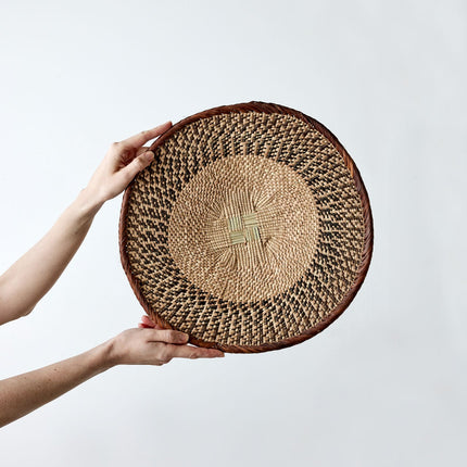 Binga Patterned Brown & Natural Wall Art Wall Basket TriadCommerceInc