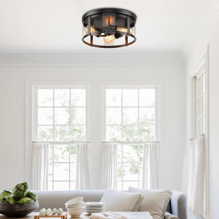Black 3-Light Farmhouse Flush Mount Ceiling Light Fixture Home Decor > Lighting > Ceiling Lights TriadCommerceInc