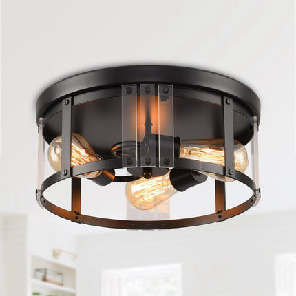 Black 3-Light Farmhouse Flush Mount Ceiling Light Fixture Home Decor > Lighting > Ceiling Lights TriadCommerceInc