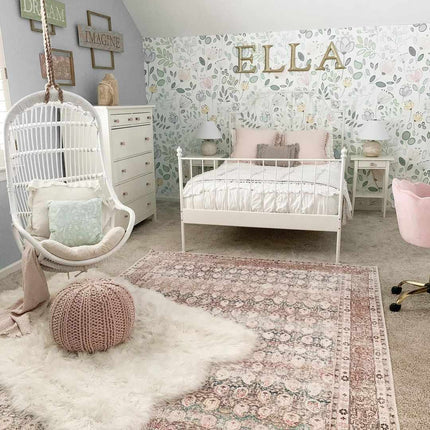 Rust Maligaya Distressed Washable Area Rug - Clearance Rugs TriadCommerceInc