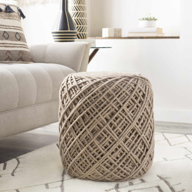 Bellingen Gray Handwoven Textured Pouf Poufs TriadCommerceInc